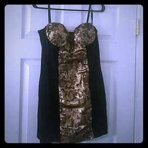 Bebe black and gold dress